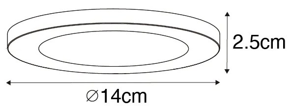 6 darabos süllyesztett vagy felületre szerelhető spotlámpa szett fehér 14 cm LED-del, 3 lépéses Dim to Warm funkcióval és Dip Switch-el - Trans