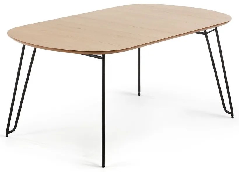 Natúr színű bővíthető étkezőasztal tölgyfa dekorral 100x170 cm Novac – Kave Home