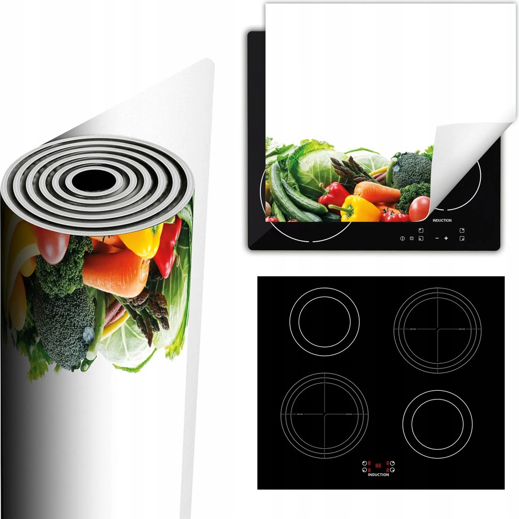 Tűzhelyvédő Szőnyeg Több Hely 60x52 fehér zöldségek