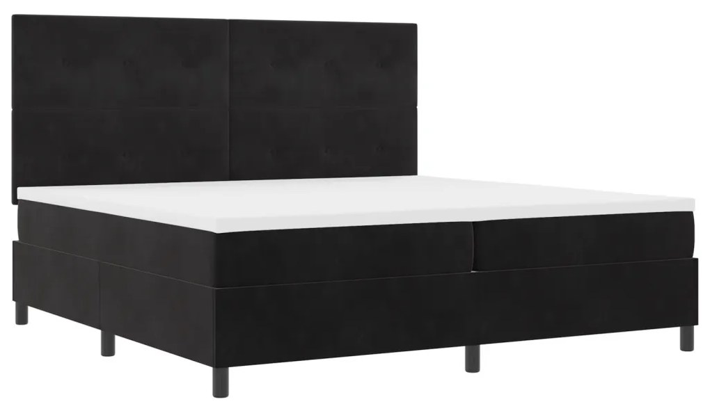Boxspring Ágy Mattal és LED Fekete 200x200 cm Bársonyos