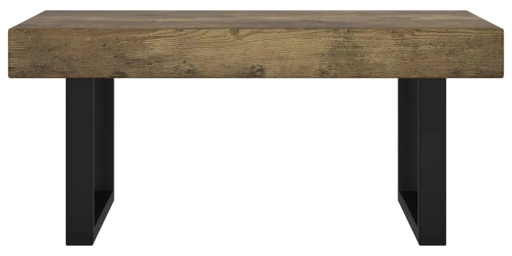 Sötétbarna és fekete MDF és vas dohányzóasztal 90x45x40 cm