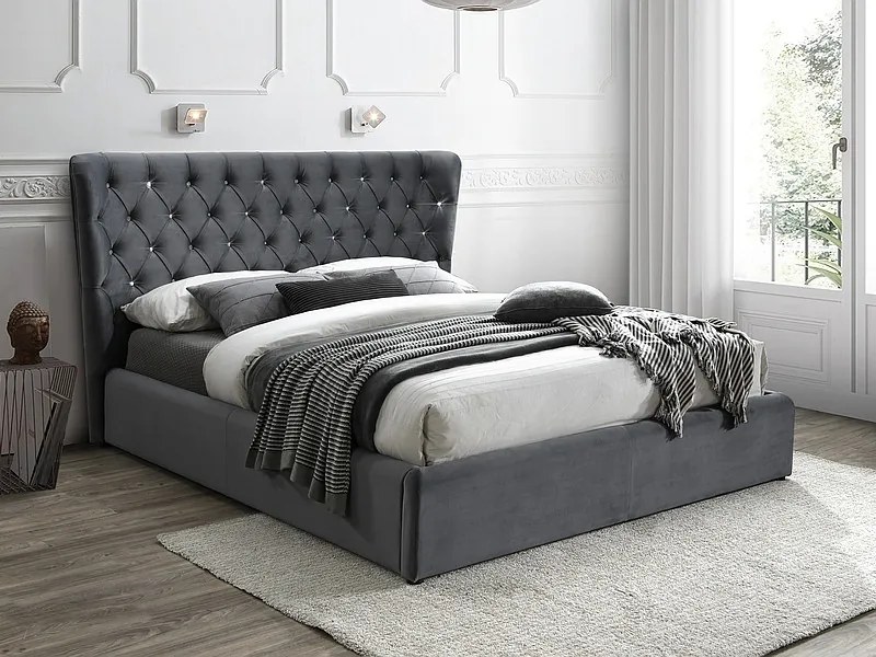 Carven ágykeret bársony szürke 160 cm