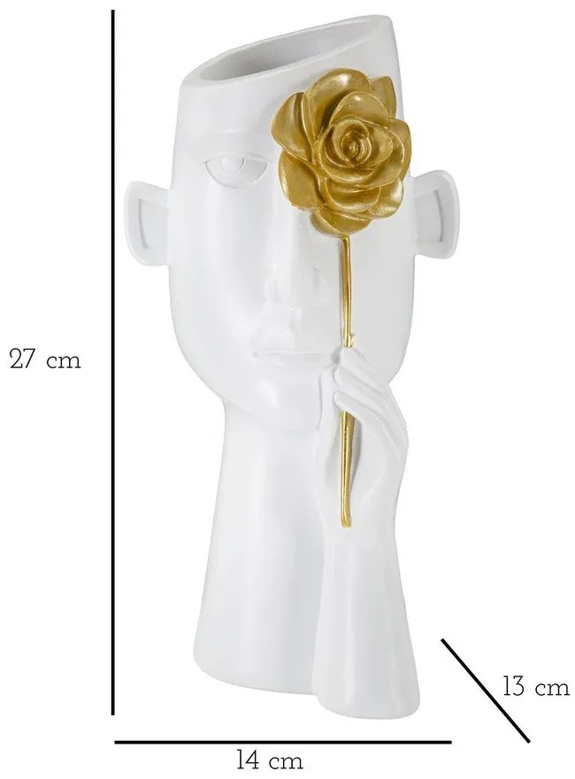 Fehér poligyanta váza 27 cm Fiore – Mauro Ferretti