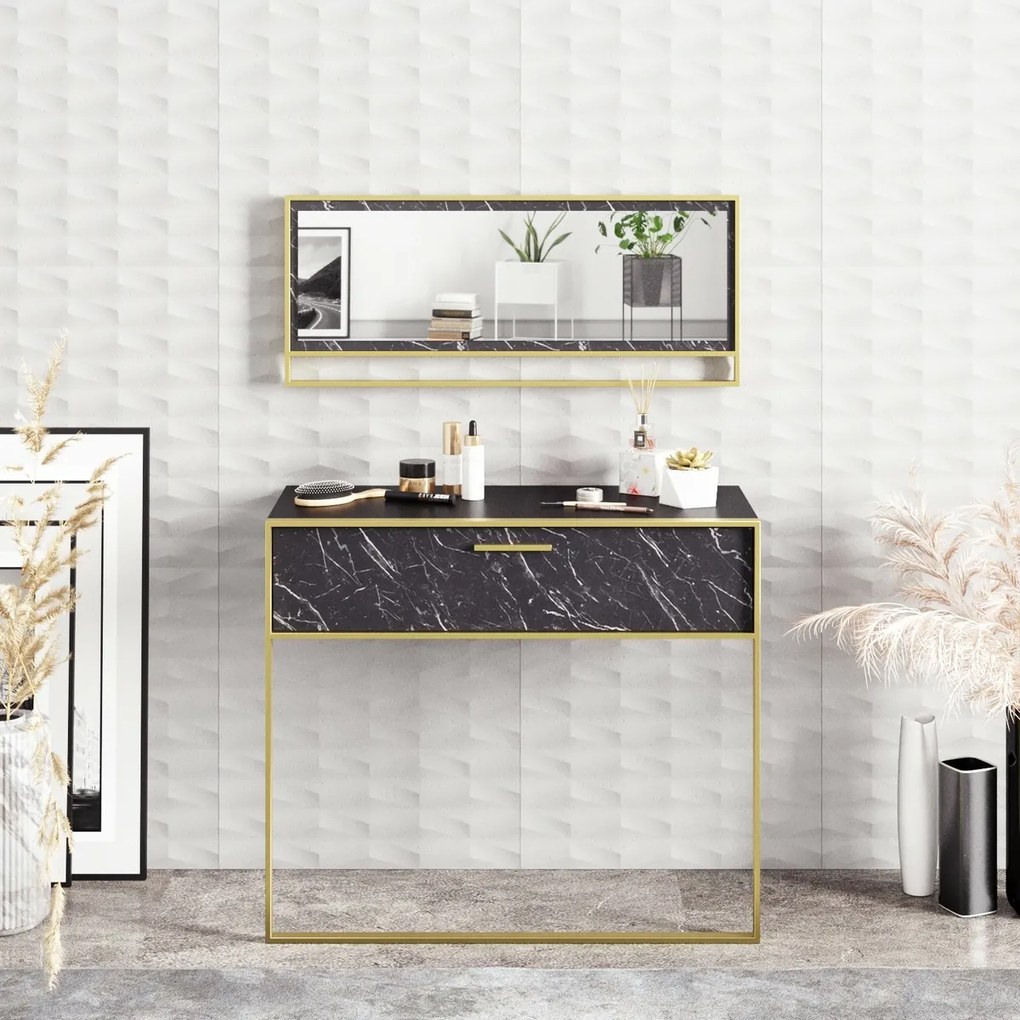 Dekoratív asztal Polka Aynali Black