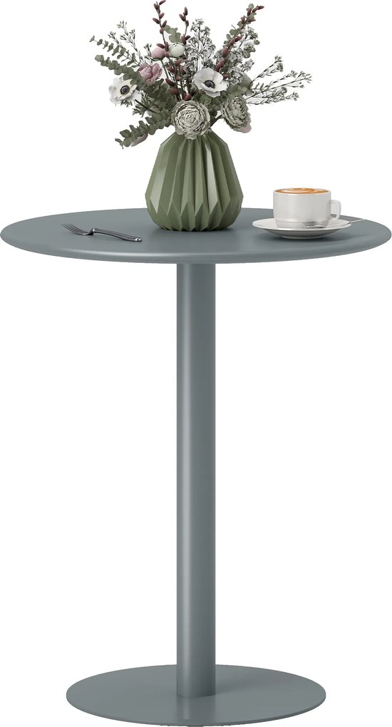 HOMCOM Kerek Étkezőasztal 2 Személyre Acél Konyhai Asztal Belső és Külső Használatra Ø60x72 cm Szürke | Aosom