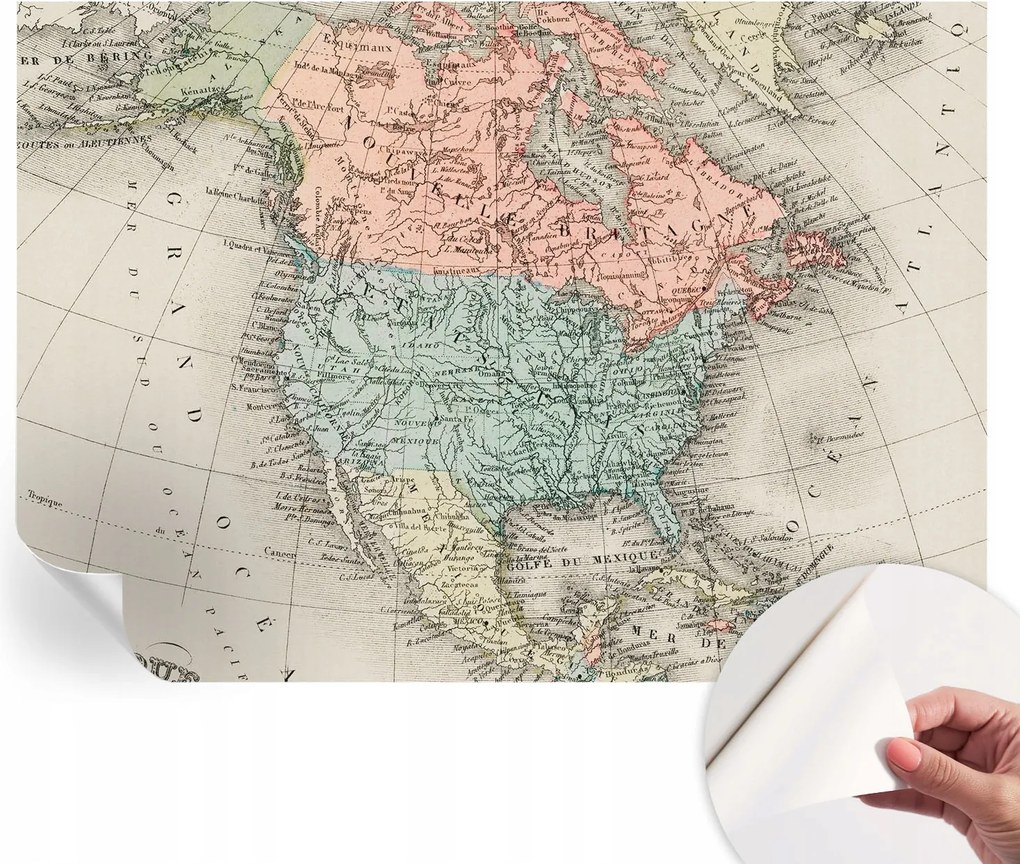 Öntapadós tapéta Fali furnér 3D hatás Történelmi térkép 312x219 cm