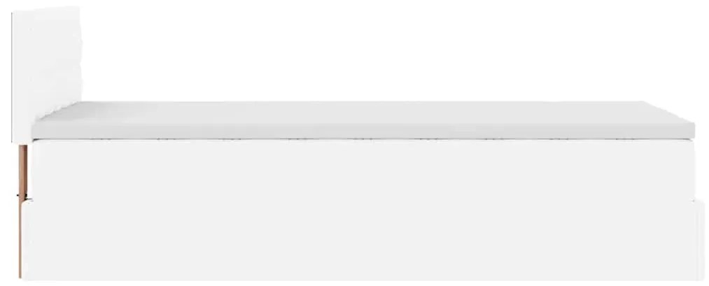 Ottomán ágykeret matraccal tiszta fehér 90x200cm műbőrrel