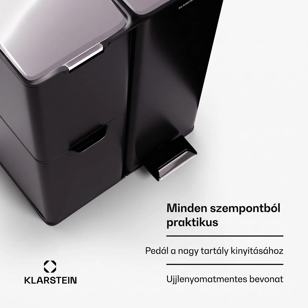 Klarstein Tiyo 3 az 1-ben szemetes 60 L levehető vödrökkel, soft-close záródás