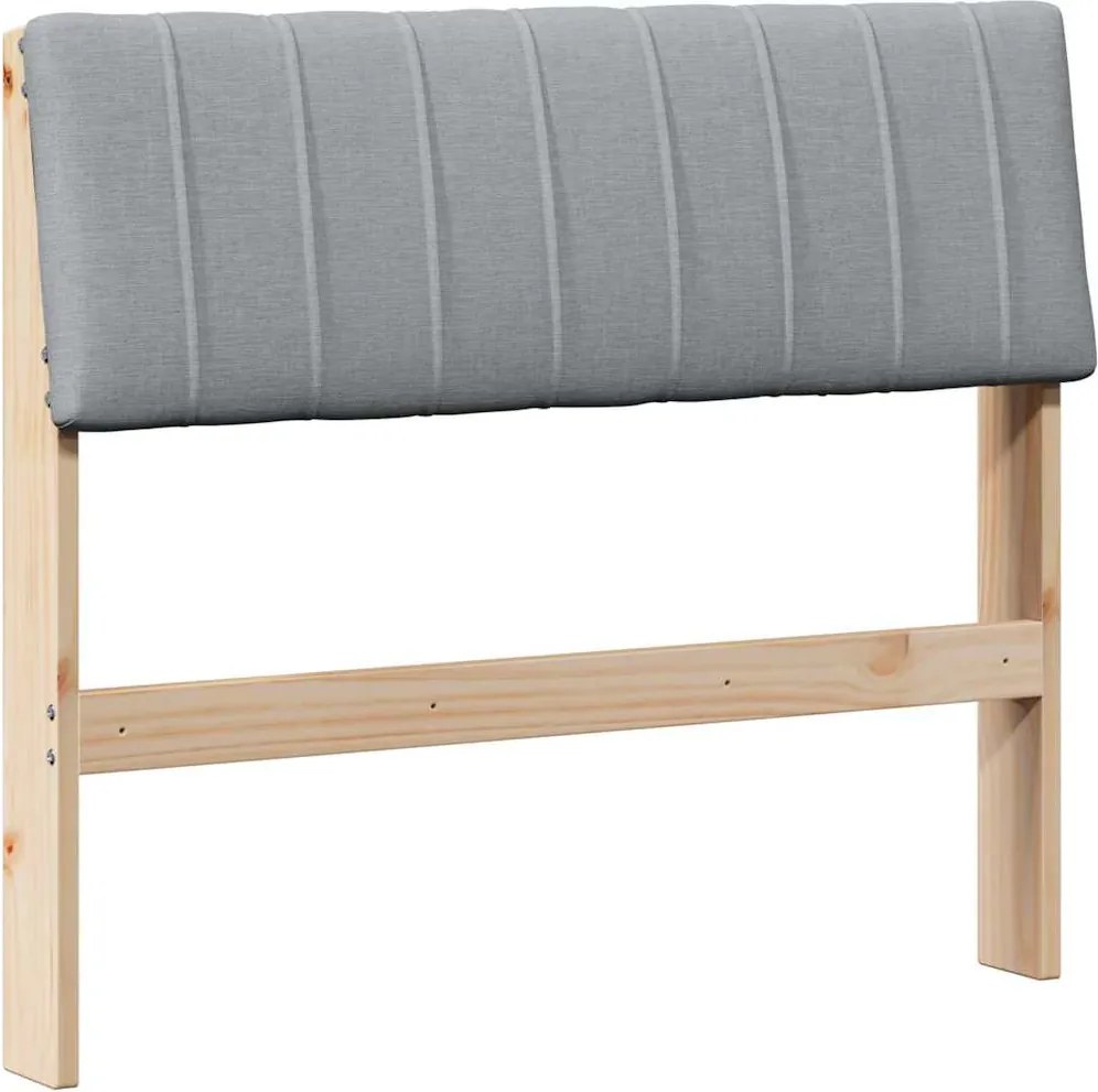 vidaXL Kárpitozott fejtámla Világosszürke 90 cm Tömör fenyőfa