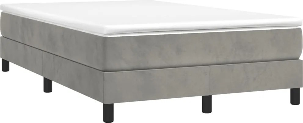 vidaXL világosszürke bársony rugós ágy matraccal 120 x 190 cm
