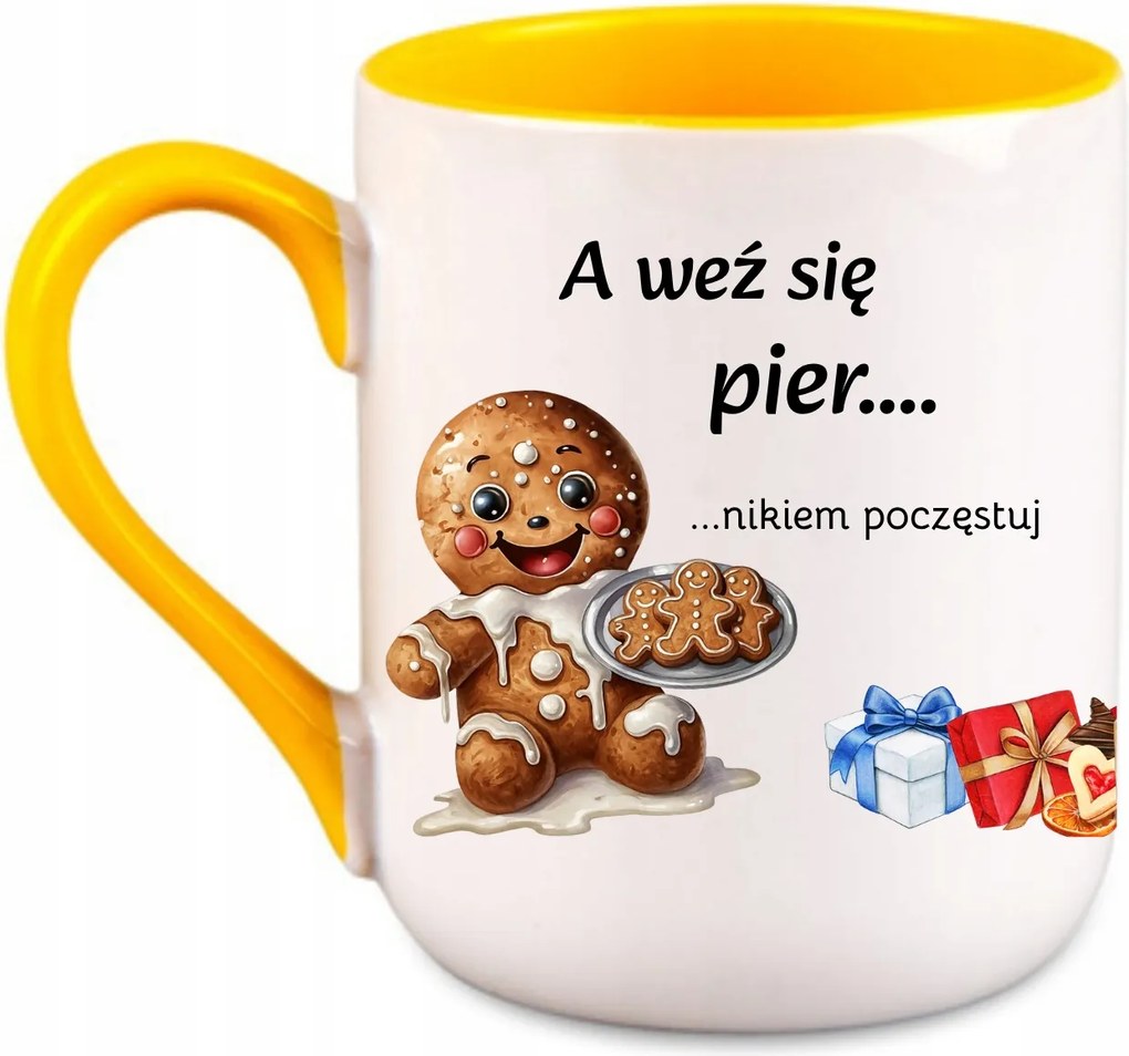 Bögre "És fogyaszd a mézeskalácsot... nikkellel" Karácsonyi ajándék Sárga 330 coffe