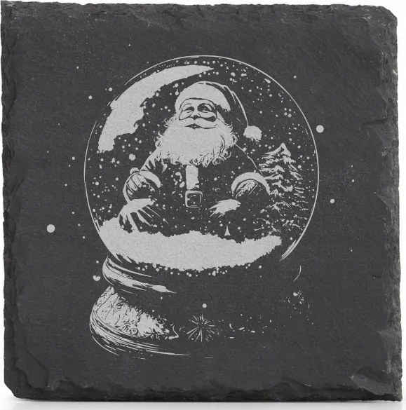 Kő alátét x4 Karácsonyi gravírozás Mikulás üveggömbben