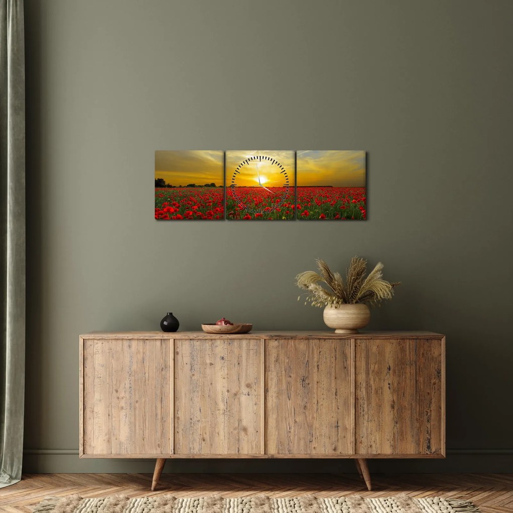 Egy kép a pipacs mezőről (órával) (90x30 cm)