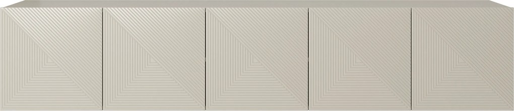 Asha fali TV szekrény 200 cm, bordázott előlap - kasmír