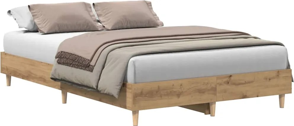 vidaXL kézműves tölgy szerelt fa ágykeret matrac nélkül 140x190 cm