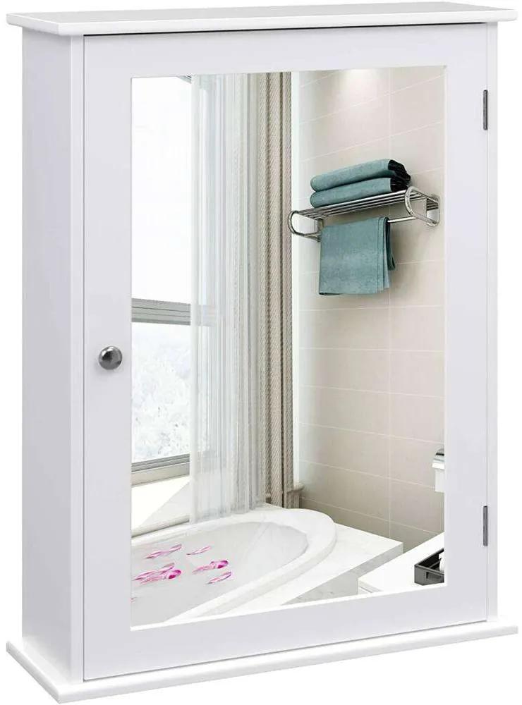 Fürdőszobai tükörszekrény, egyajtós tároló szekrény 41 x 14 x 60 cm