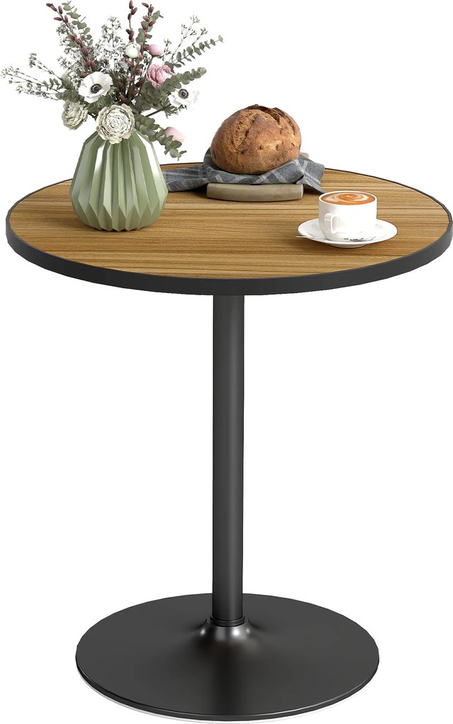 HOMCOM Kerek Étkezőasztal, Modern Étkezőasztal Fa Hatású Lappal 4 Fő Részére, Kávézóasztal Nappaliba, Ø70 x 76 cm, Tölgy | Aosom