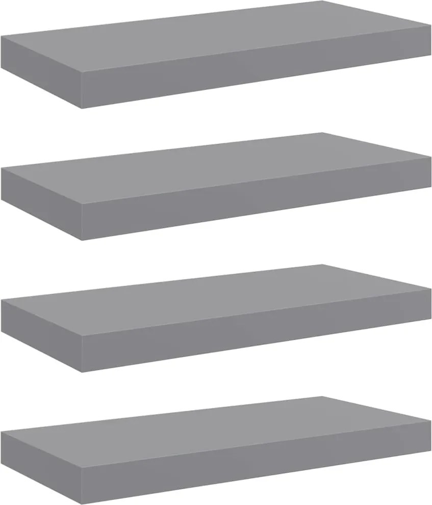 vidaXL 4 db szürke MDF lebegő fali polc 50 x 23 x 3,8 cm
