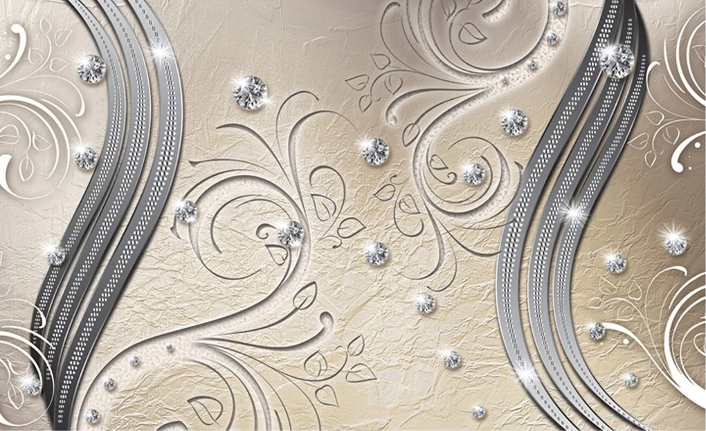 Flizelin fotótapéta Ezüst Bézs Gyémánt Elegancia Ragyogás 300x210 +ragasztó