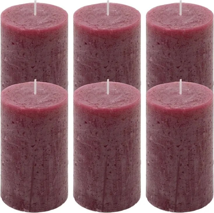 Rusztikus gyertya készlet 11,5 cm Ø 6,8 cm 6 db bordó