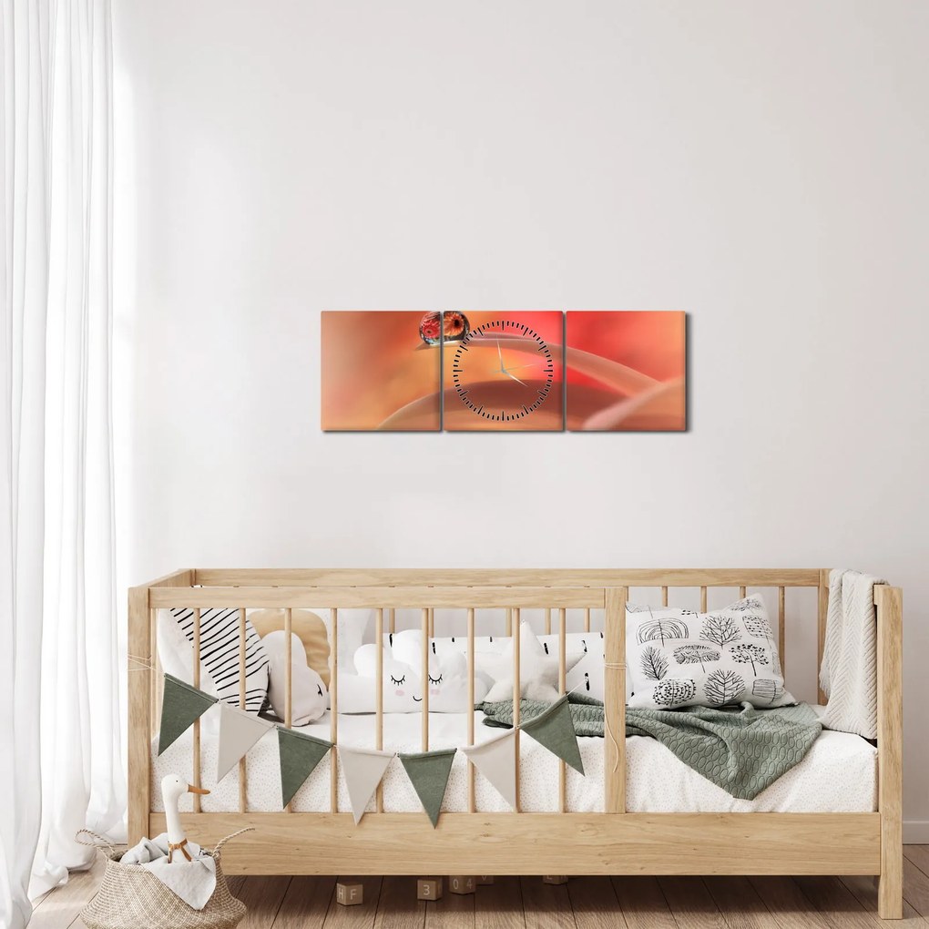 Virágos harmatcsepp képe (órával) (90x30 cm)