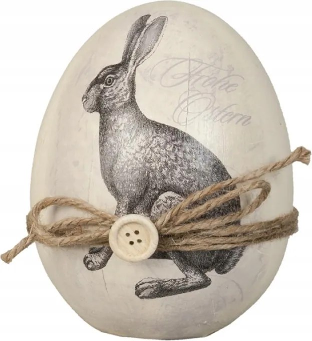 Dekoratív tojás nyuszi motívummal és masnival 12x14 cm