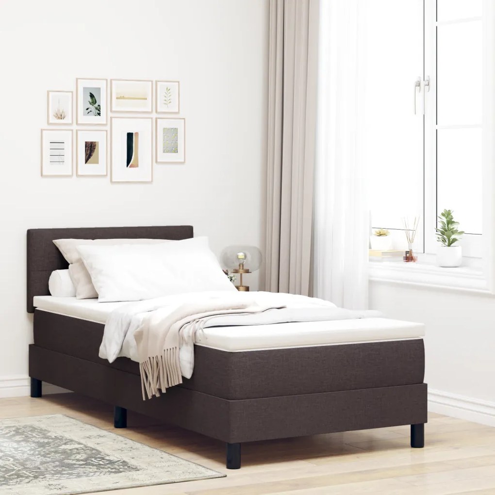 Boxspring Ágy Matraccal Sötétbarna 100x200 cm Szövet
