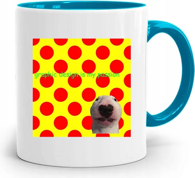 Kék Bögre Ajándék Grafika Graphic Desgin nyomtatott fényképpel