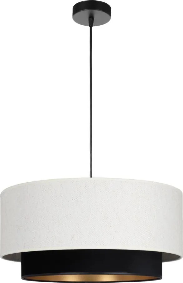 Zsinóros függőlámpa NATIA 1xE27/60W/230V, Ø 45 cm, fehér/fekete