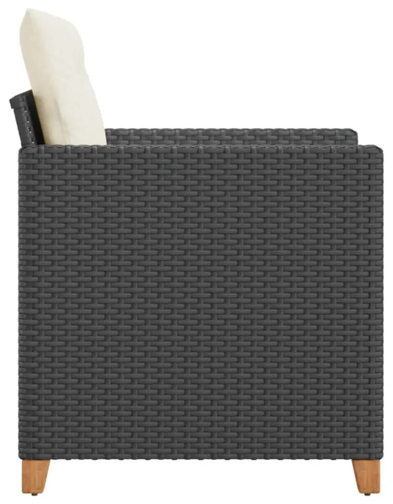 fekete polyrattan kerti szék párnákkal