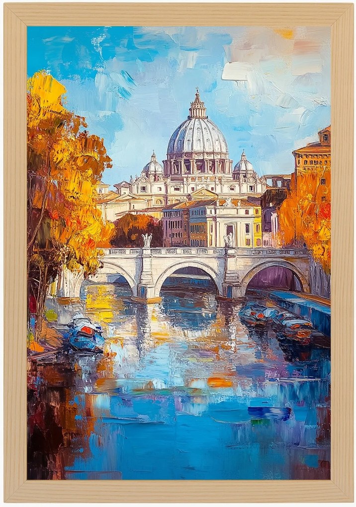 Poszter Keret Fa Város Róma Vatikán Bazilika Tiber Ősz 40x60