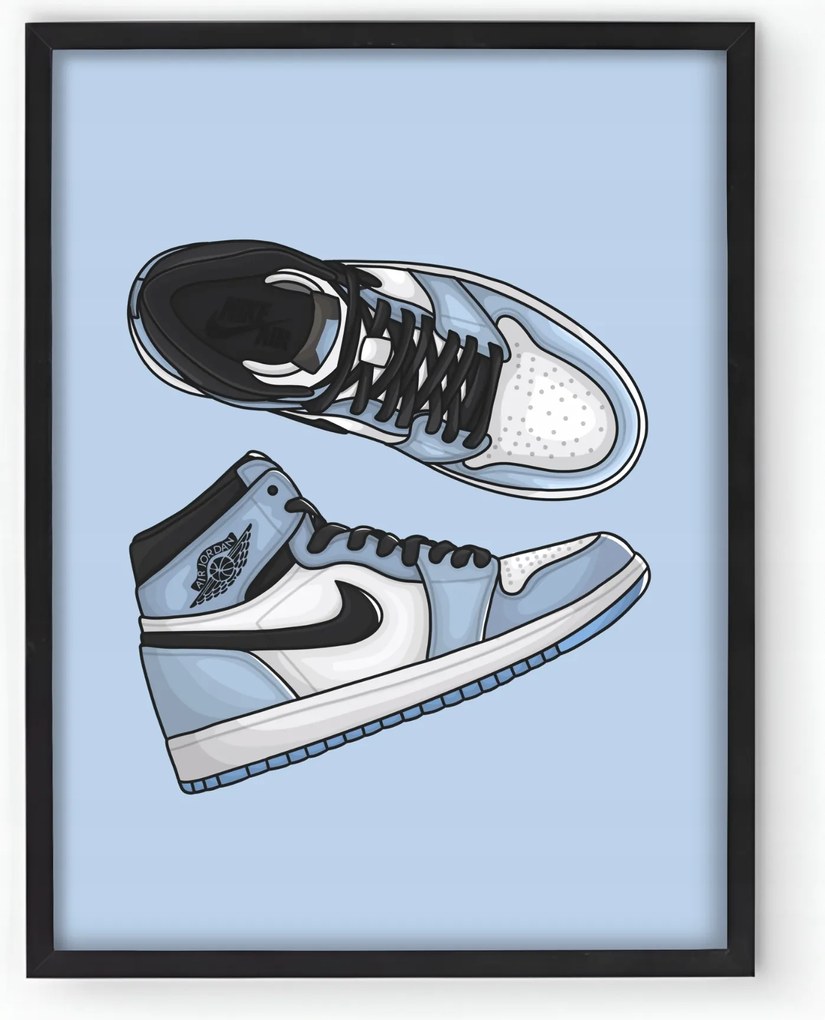 Nike Jordan 1 High Unc Streetwear keretes poszter 30x40 Ajándék ötlet