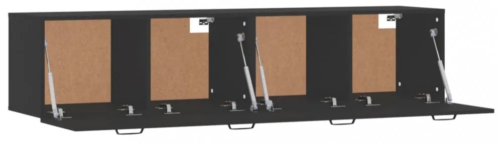 2 db fekete szerelt fa faliszekrény 60 x 36,5 x 35 cm