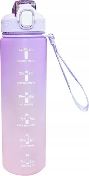 1000ML-ES Ombre Kulacs Időjelzéssel Lila-rózsaszín