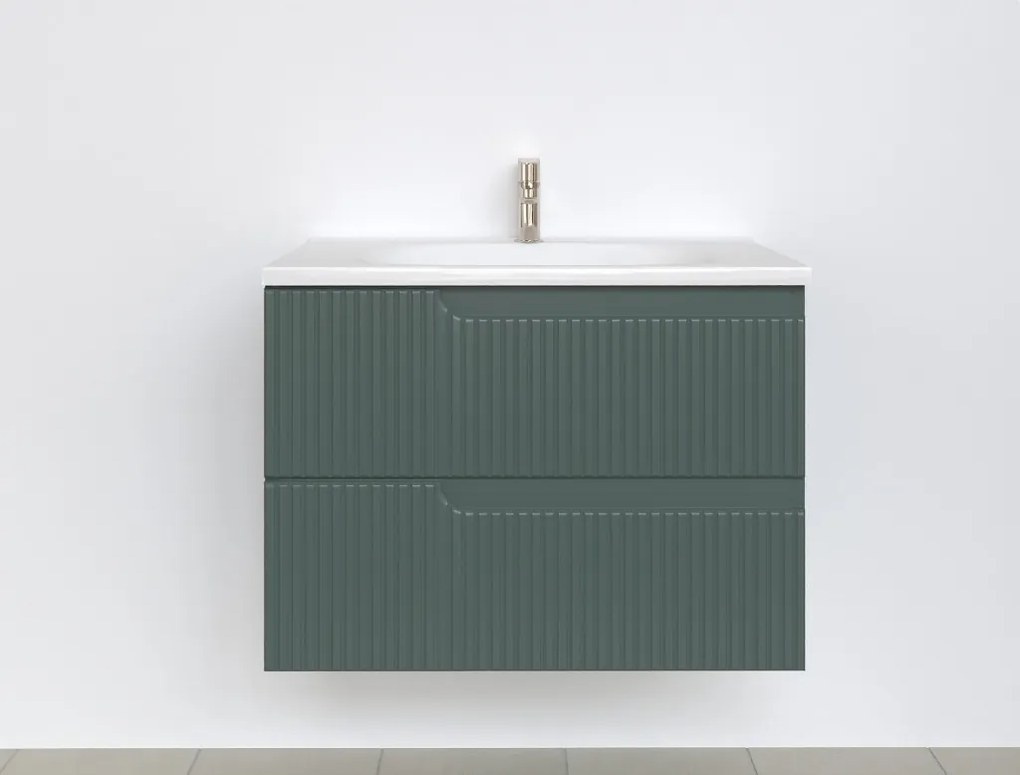 Piramida EURIDIKA fali fürdőszobabútor - műmárvány mosdóval -2 fiókos - PINO ZÖLD - 75 x 48 x 53 cm