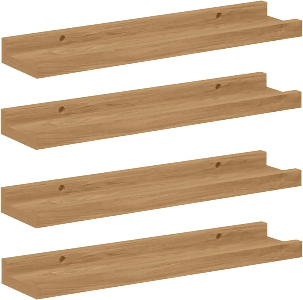 vidaXL Falpolc polcokkal tárolóval 4 pcs Barna 40 x 9 x 3 cm Faanyag