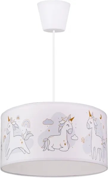 Brilagi - LED gyerek függeszték zsinóron BOBO 1xE27/60W/230V átm. 35 cm fehér/unikornis mintás