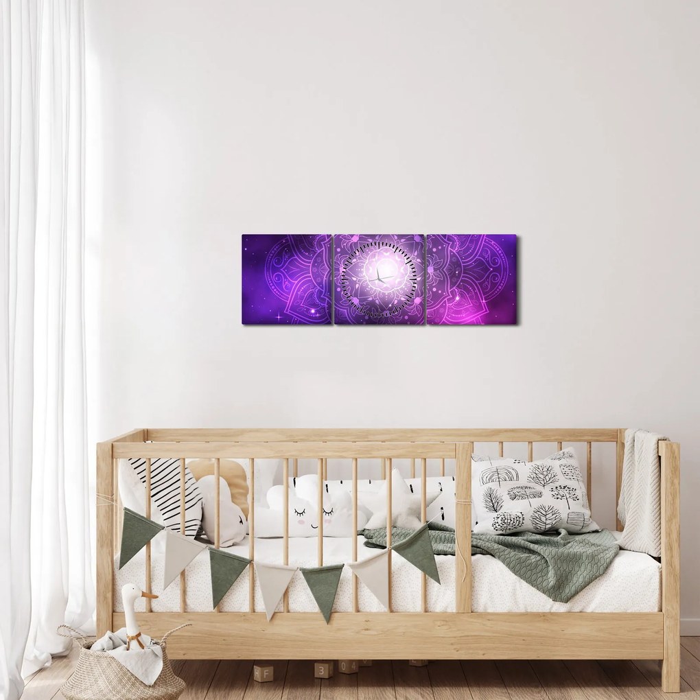 Lila absztrakció képe (órával) (90x30 cm)