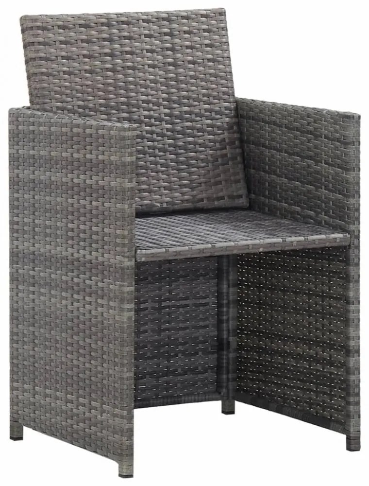 13 részes antracitszürke polyrattan étkezőszett párnákkal