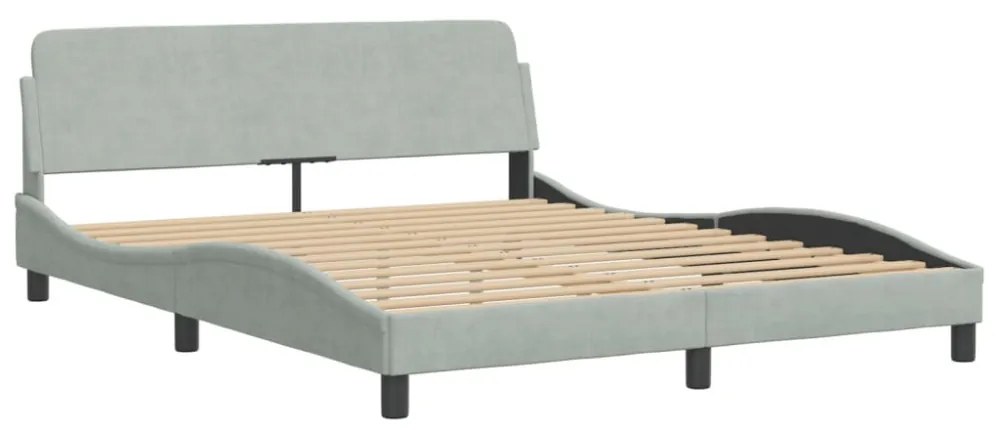 világosszürke bársony ágykeret Dover 160 x 200 cm