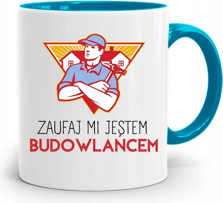 Kék Bögre Építőnek Bízz Bennem Ajándék fényképes nyomattal