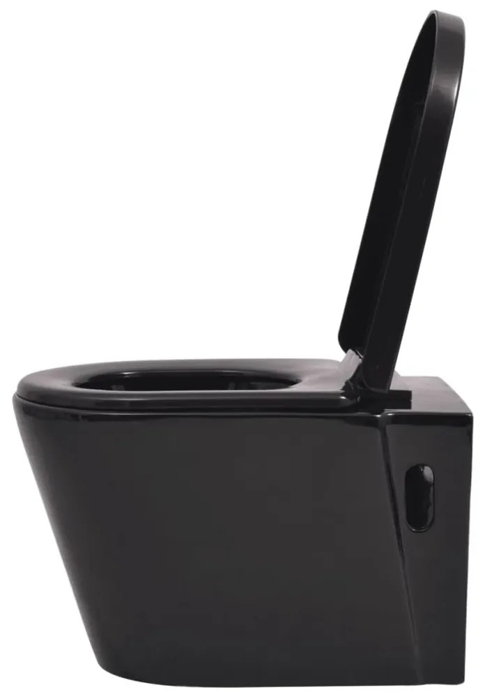 Fekete falra szerelhető kerámia WC