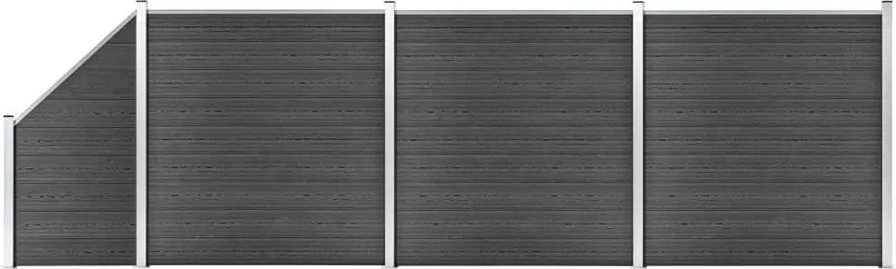 vidaXL fekete WPC kerítéspanelszett 619 x (105-186) cm