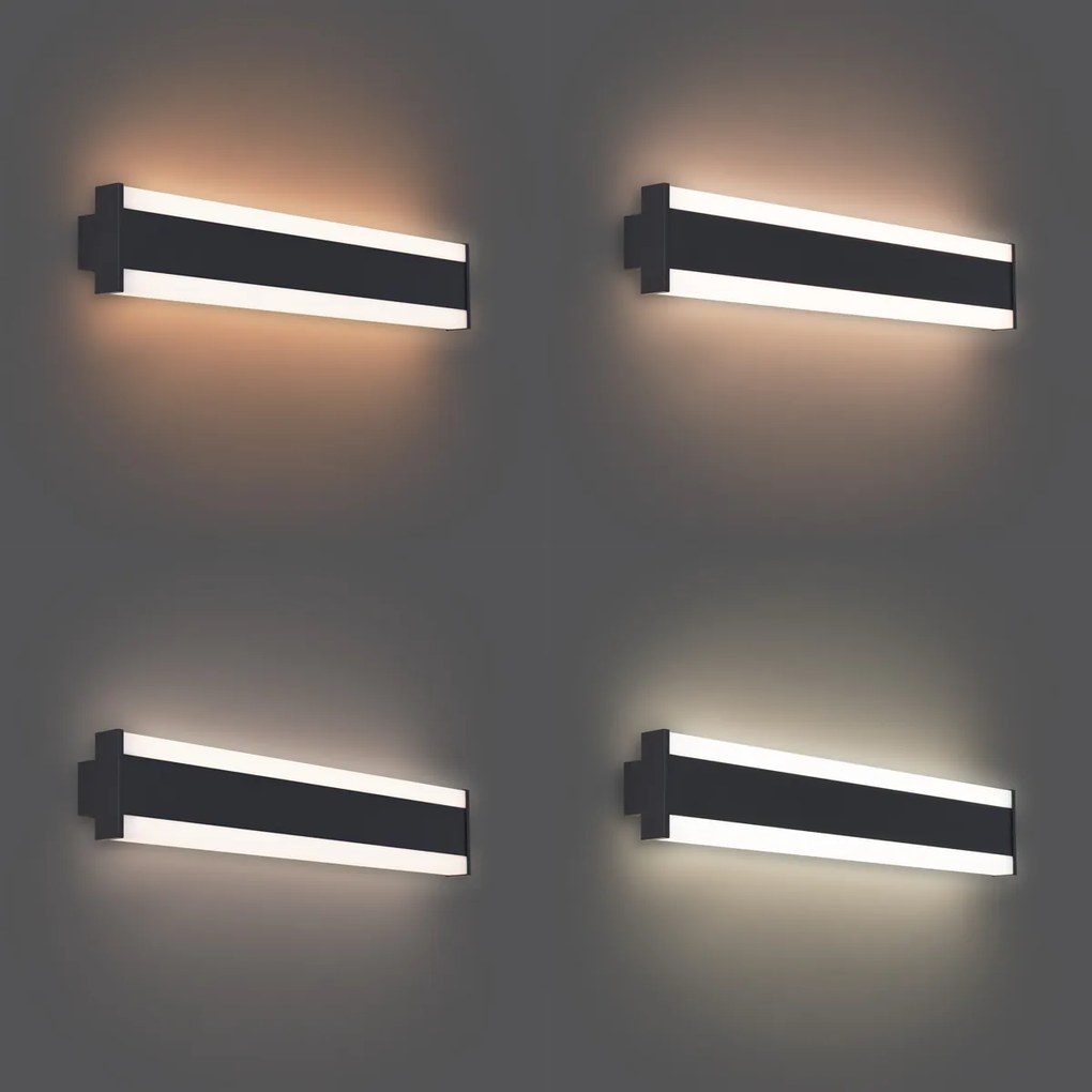 Modern fekete CCT fali lámpa 60cm LED-del IP54 - Vanya