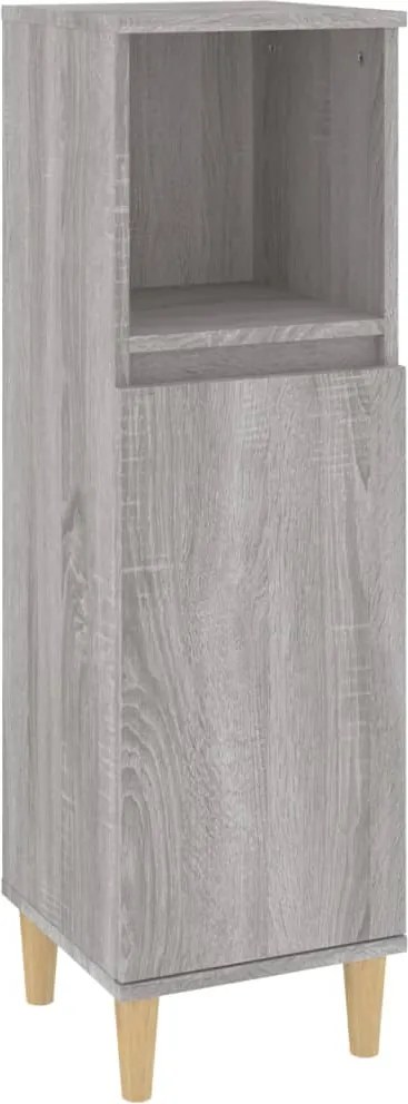 vidaXL szürke sonoma színű szerelt fa fürdőszobaszekrény 30x30x100 cm