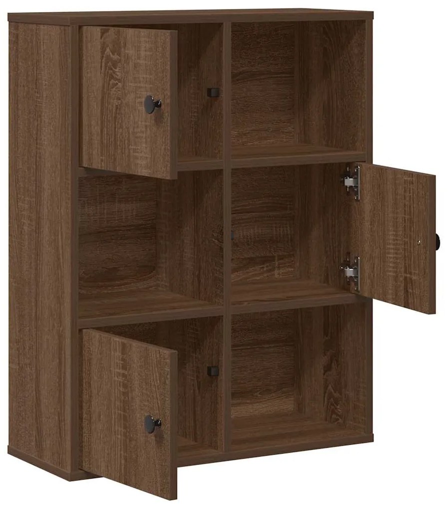 barna tölgy színű szerelt fa könyvszekrény 60x24x76,5 cm
