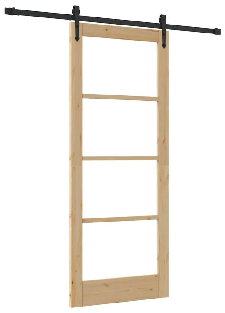 Egyszerű Csúszó Ajtó Barna 83 x 202 cm Fa és fém