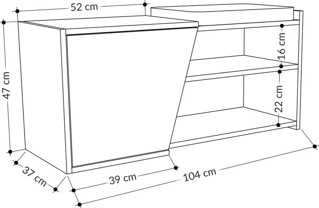 Fiona Oak és Anthracite cipősszekrény