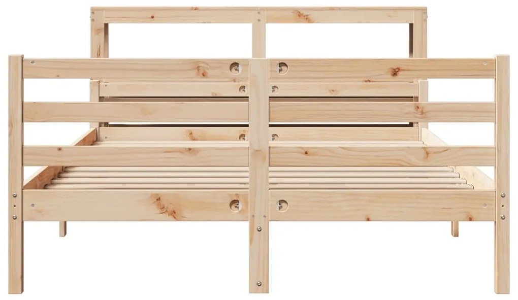 tömör fenyőfa ágykeret fejtámlával 140 x 190 cm