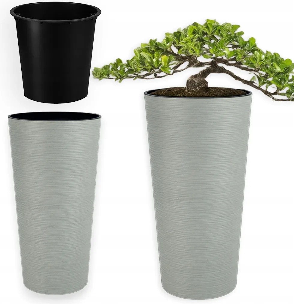 Kerti Kaspó Magas Nagy 57 CM Eco Wood Betéttel Szürke Teraszra